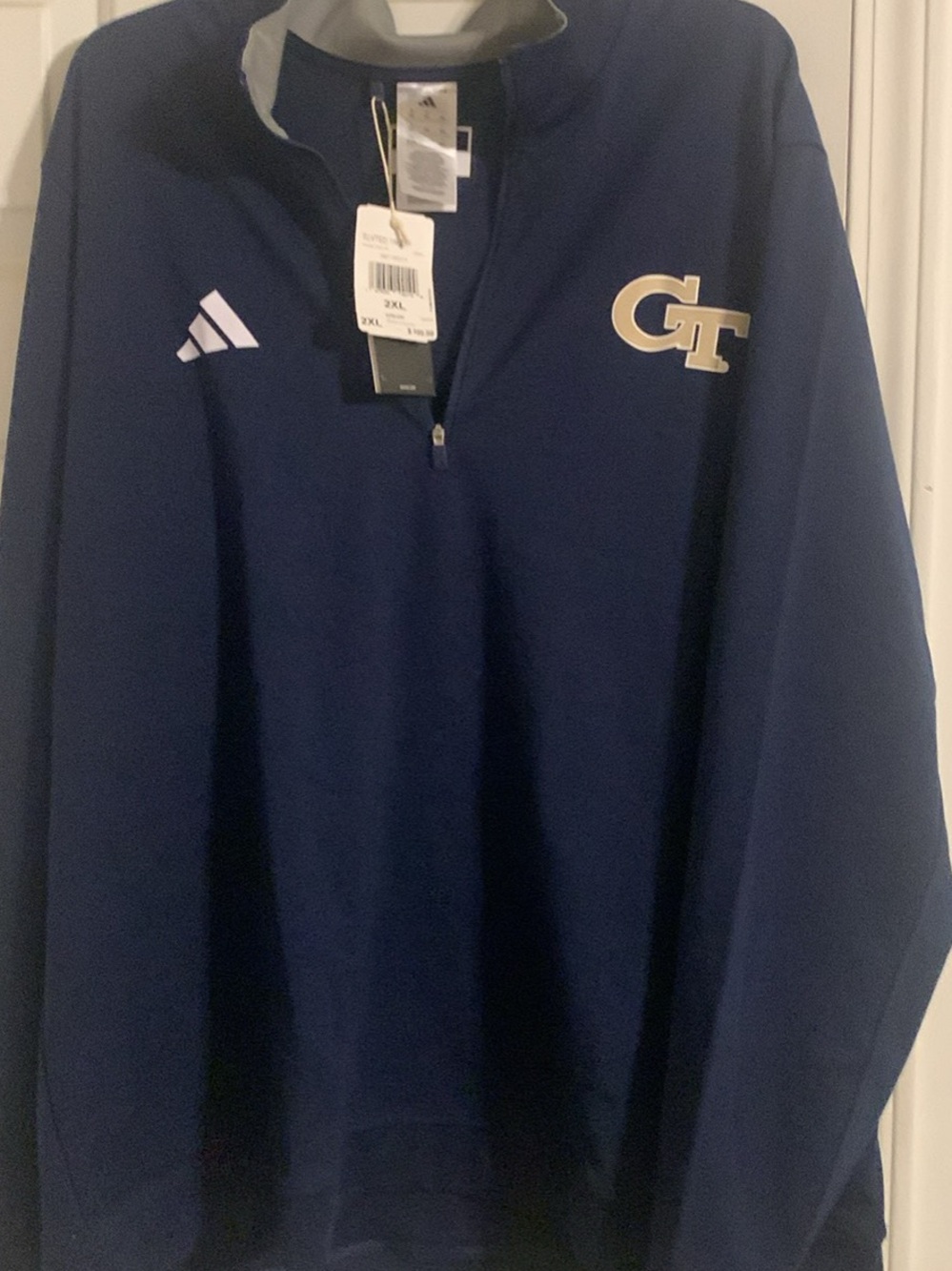 adidas Navy 1/4 Zip Pullover with White Accents
